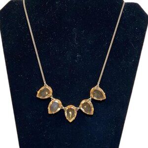 J Crew - Signed Costume Jewelry - Teardrop Topaz Statement Necklace, 5 Stones